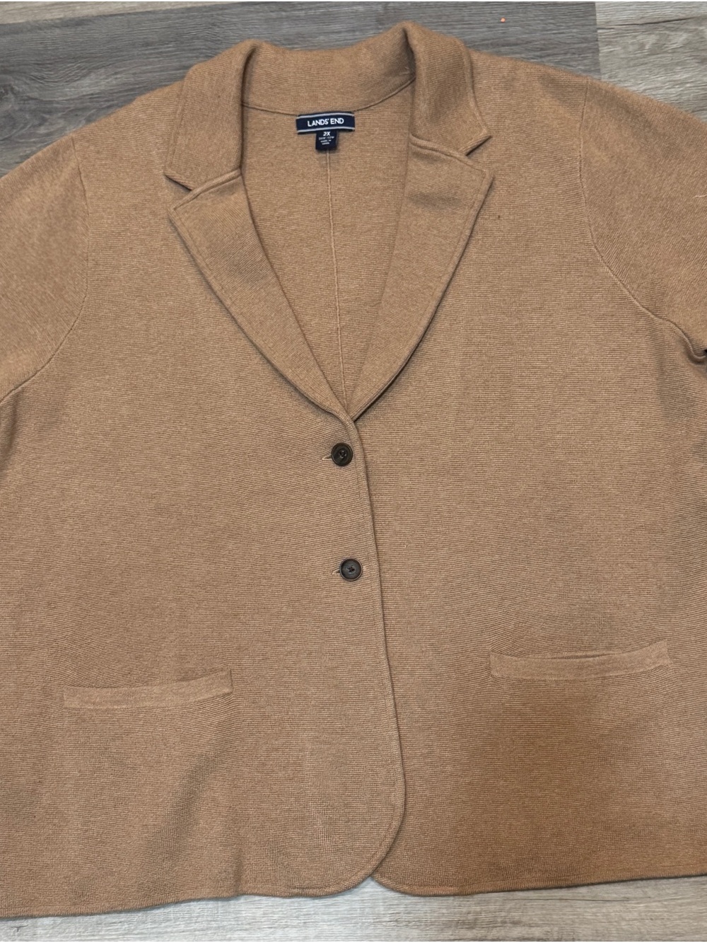 Lands' End Women's Knit Merino Wool Blend Blazer in Camel